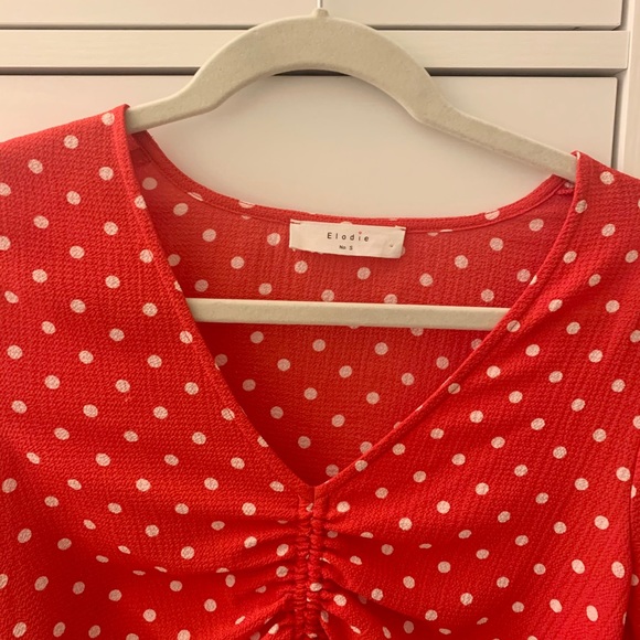 Red and White Polka Dot Blouse - Picture 2 of 6